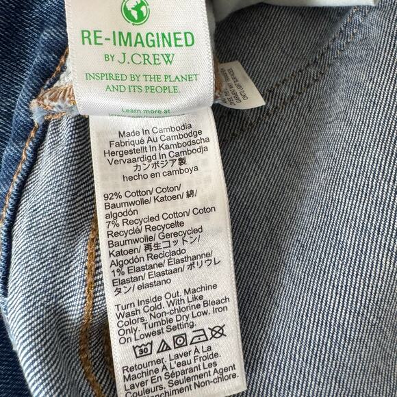 J.Crew Essential Straight Leg Jeans Women’s Size 26 Dark Wash Raw Hem Fair Trade - Picture 6 of 14